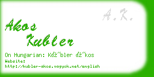 akos kubler business card